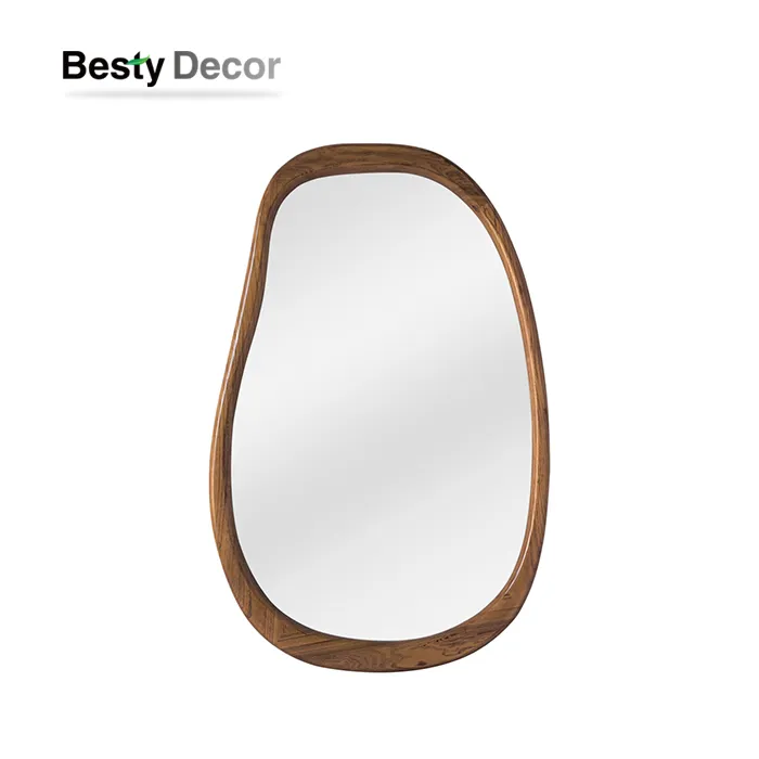 بے ترتیب ٹھوس لکڑی کا فریم والا آئینہ